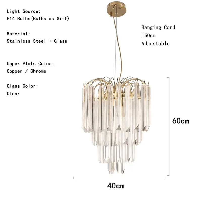 Gianna Italian Crystal Glass Pendant Chandelier – Classic Hanging Light for Staircase & High Ceilings Dlight Decor