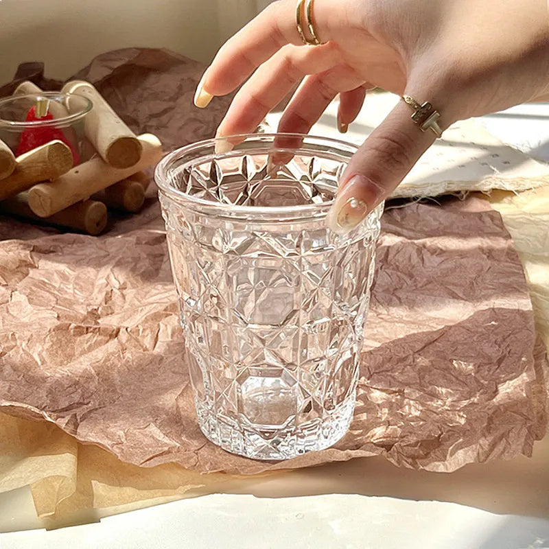 Dlight Decor 4pc Diamond Glass Set 310ml Clear Cups Dlight Decor