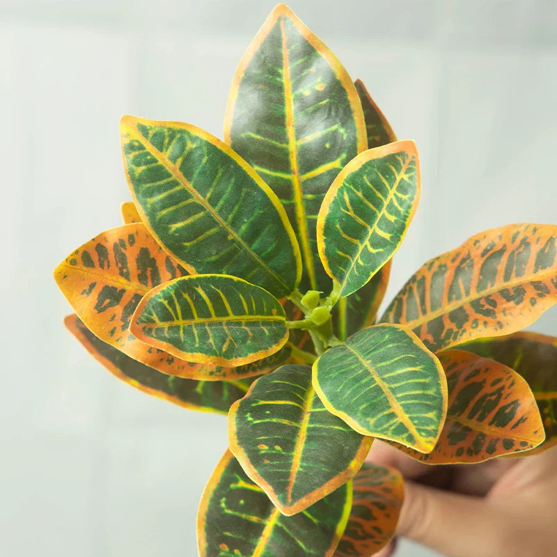 Dlight Decor 41cm Banyan Ficus Palm Branch with Codiaeum Leaves Dlight Decor