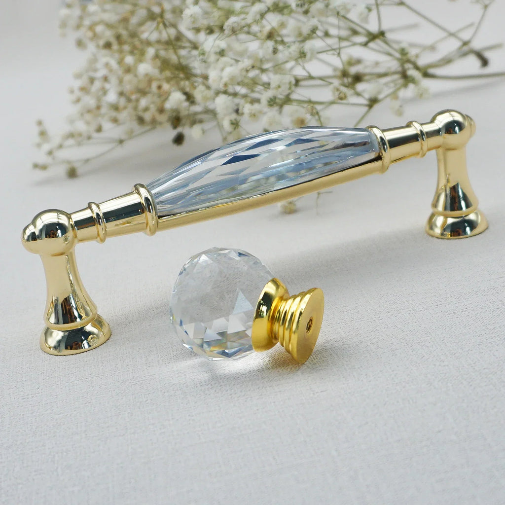 Luxury Gold Chrome Cabinet Handles – Modern Zinc Alloy and Crystal Glass Drawer Knobs for Wardrobes and Dressers Dlight Decor