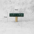 Green and White Marble Cabinet Handle – Luxury Natural Stone Drawer Pulls with Brass Base (50mm-200mm) Dlight Decor