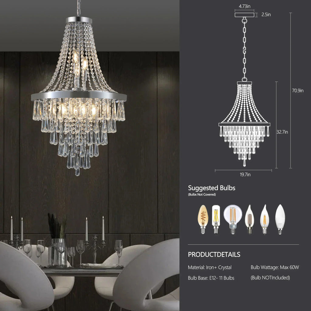 Arabelle 19.7-Inch Gold & Chrome Crystal Chandelier Dlight Decor