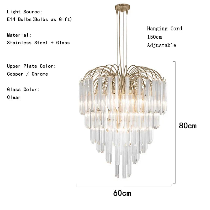 Gianna Italian Crystal Glass Pendant Chandelier – Classic Hanging Light for Staircase & High Ceilings Dlight Decor