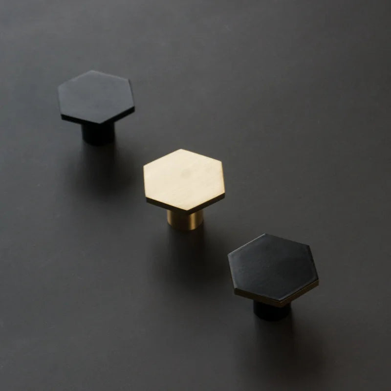 1 Piece - Mini Hexagon Gold Drawer Knob – Luxury Zinc Alloy Single Hole Handle for Cabinets and Doors Dlight Decor