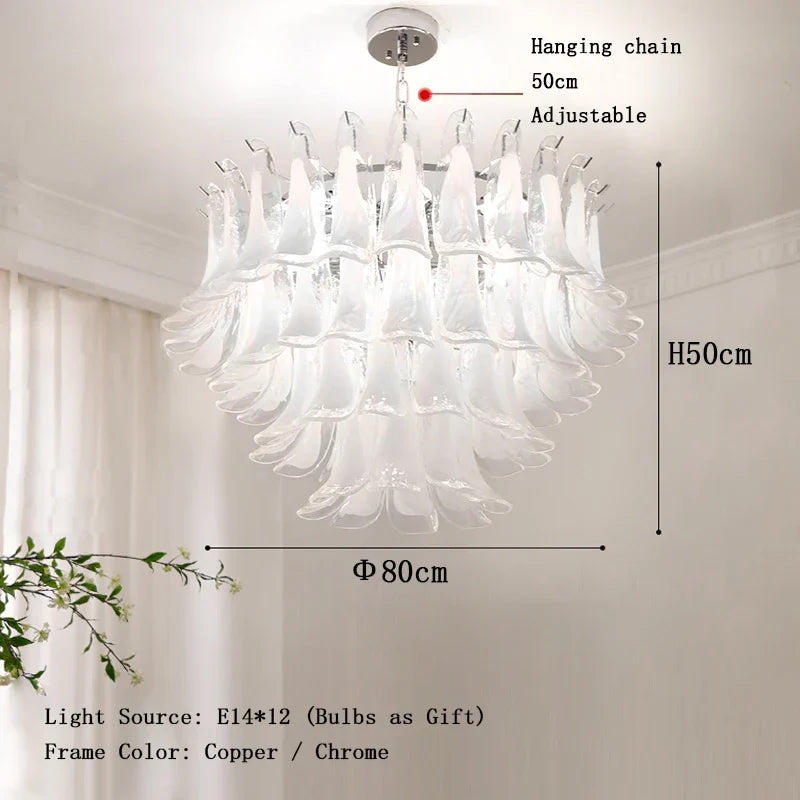 Elara White Petal Glass LED Chandelier for Staircase & Villa Décor Dlight Decor