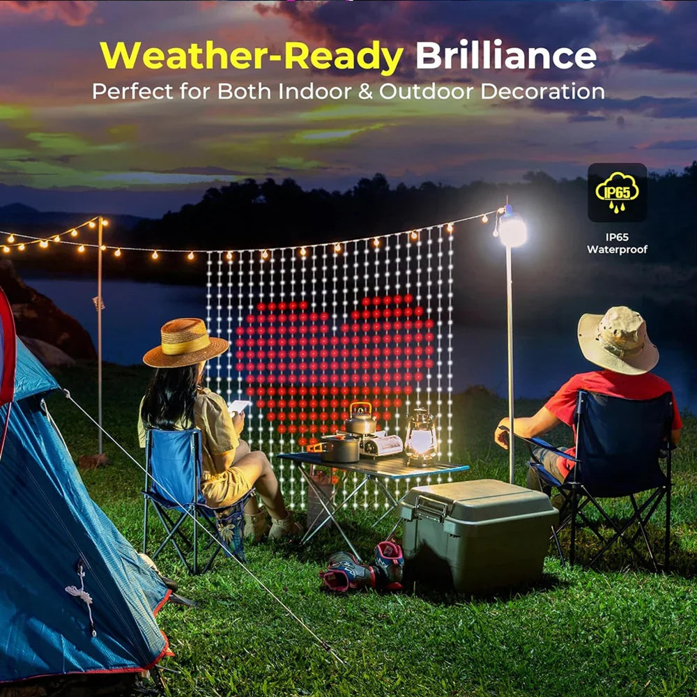 APP Controlled 16 Million Colors RGB LED Curtain Lights Holiday Party Decoration Dlight Decor