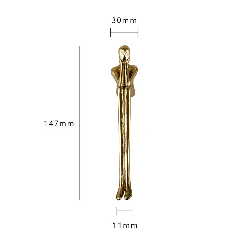 Nordic Brass Humanoid Cabinet Handle – Modern Luxury Drawer Pulls for Wardrobes and Cabinets (Single Hole) Dlight Decor
