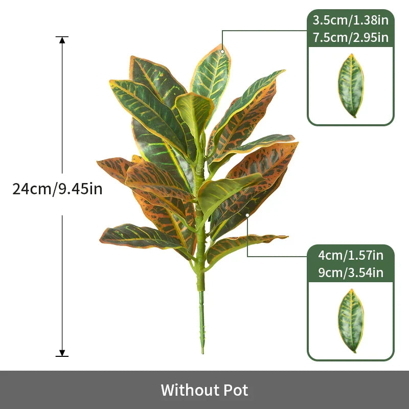 Dlight Decor 41cm Banyan Ficus Palm Branch with Codiaeum Leaves Dlight Decor