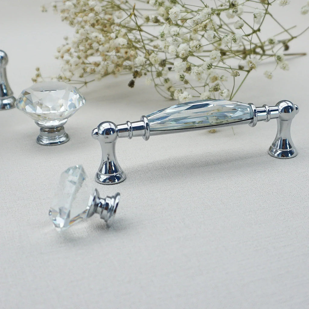 Luxury Gold Chrome Cabinet Handles – Modern Zinc Alloy and Crystal Glass Drawer Knobs for Wardrobes and Dressers Dlight Decor