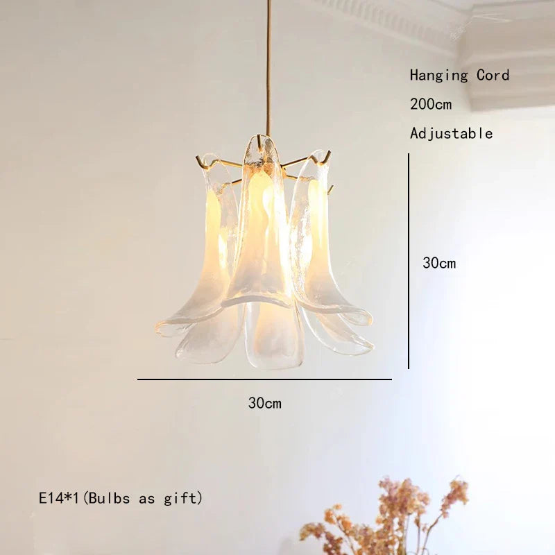 Elara White Petal Glass LED Chandelier for Staircase & Villa Décor Dlight Decor