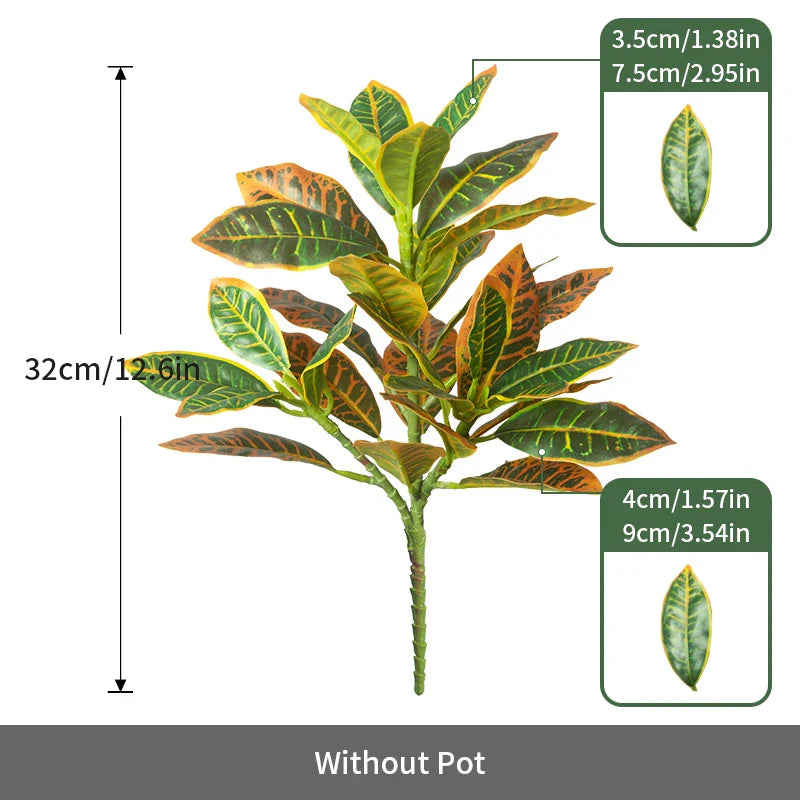 Dlight Decor 41cm Banyan Ficus Palm Branch with Codiaeum Leaves Dlight Decor