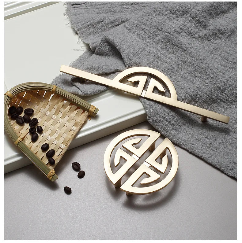 New Chinese-Style Zinc Alloy Cabinet Handles – Elegant Gold Pulls for Wardrobes, Drawers, and Cupboards Dlight Decor