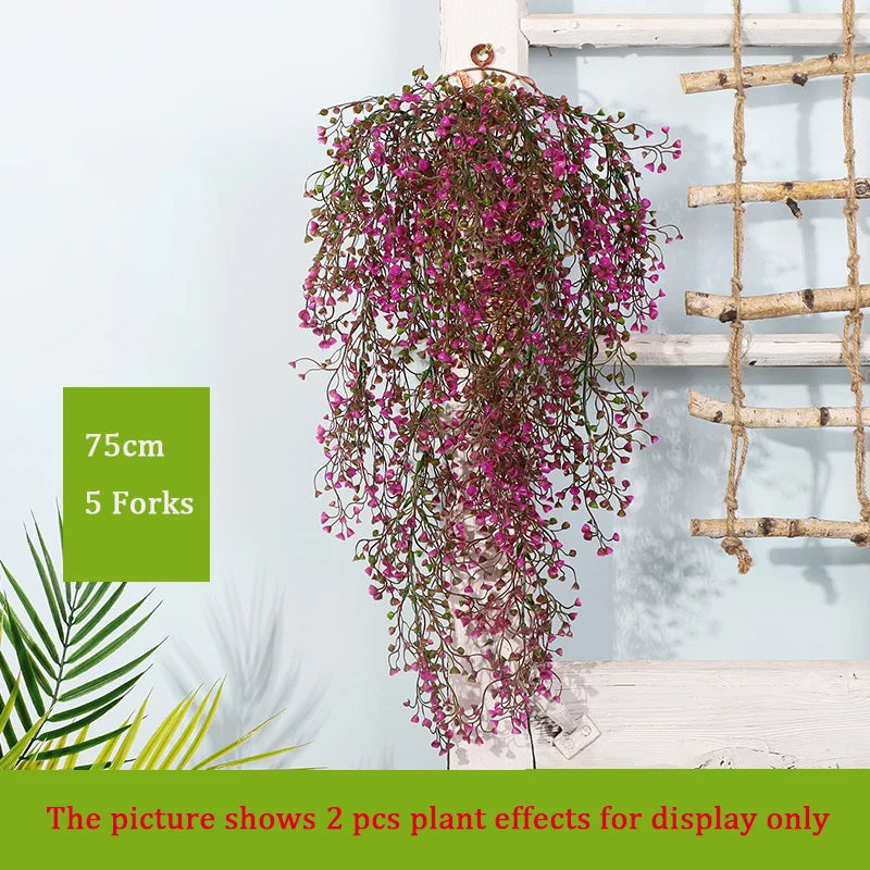 Dlight Decor 75cm Hanging Golden Bell Willow Vine with 5 Forks for Wall and Garden Decor Dlight Decor
