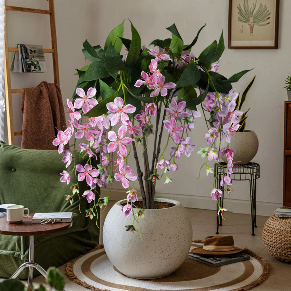 Dlight Decor 95cm Hanging Jasmine Bouquet with Tropical Begonia Flowers Dlight Decor
