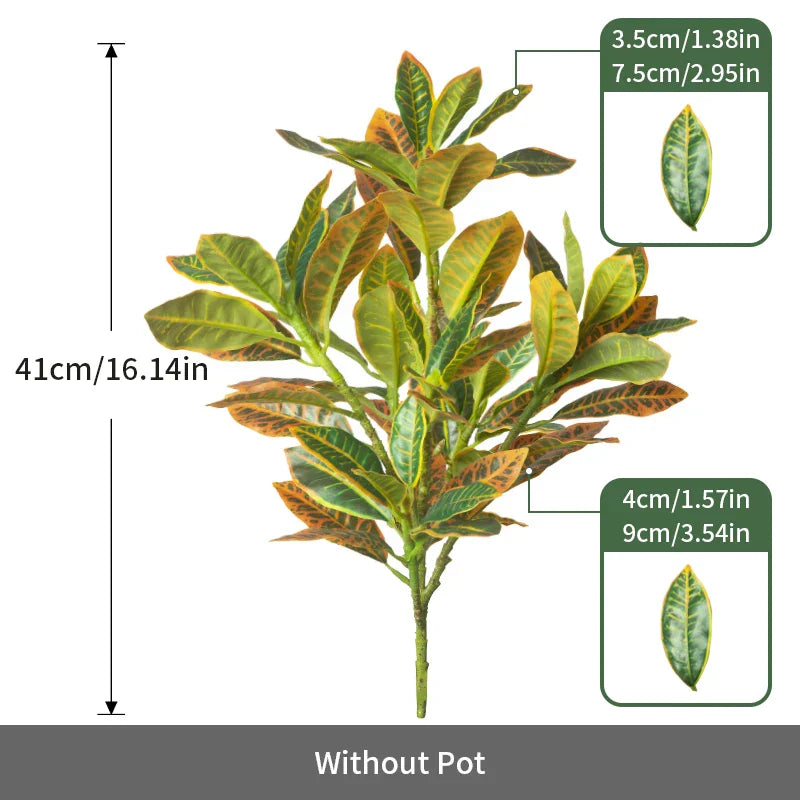 Dlight Decor 41cm Banyan Ficus Palm Branch with Codiaeum Leaves Dlight Decor