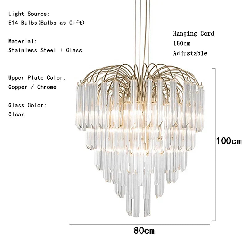 Gianna Italian Crystal Glass Pendant Chandelier – Classic Hanging Light for Staircase & High Ceilings Dlight Decor