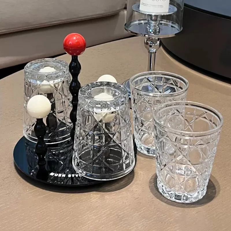 Dlight Decor 4pc Diamond Glass Set 310ml Clear Cups Dlight Decor