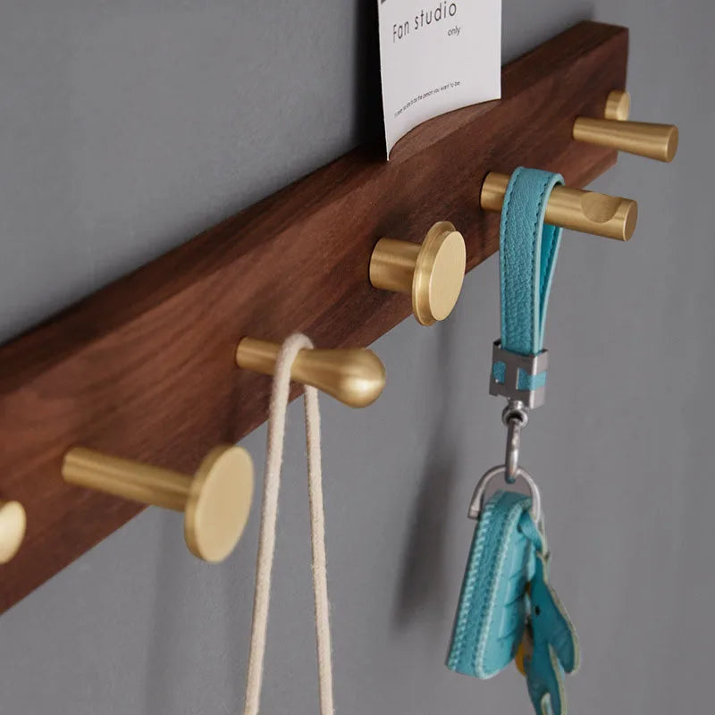 2pcs Simple Brass Wall Hooks – Gold Coat, Key, and Bag Holders for Home Storage Dlight Decor