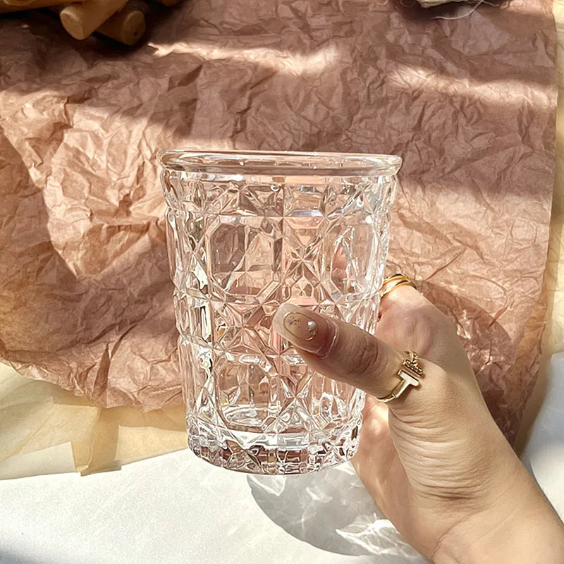 Dlight Decor 4pc Diamond Glass Set 310ml Clear Cups Dlight Decor