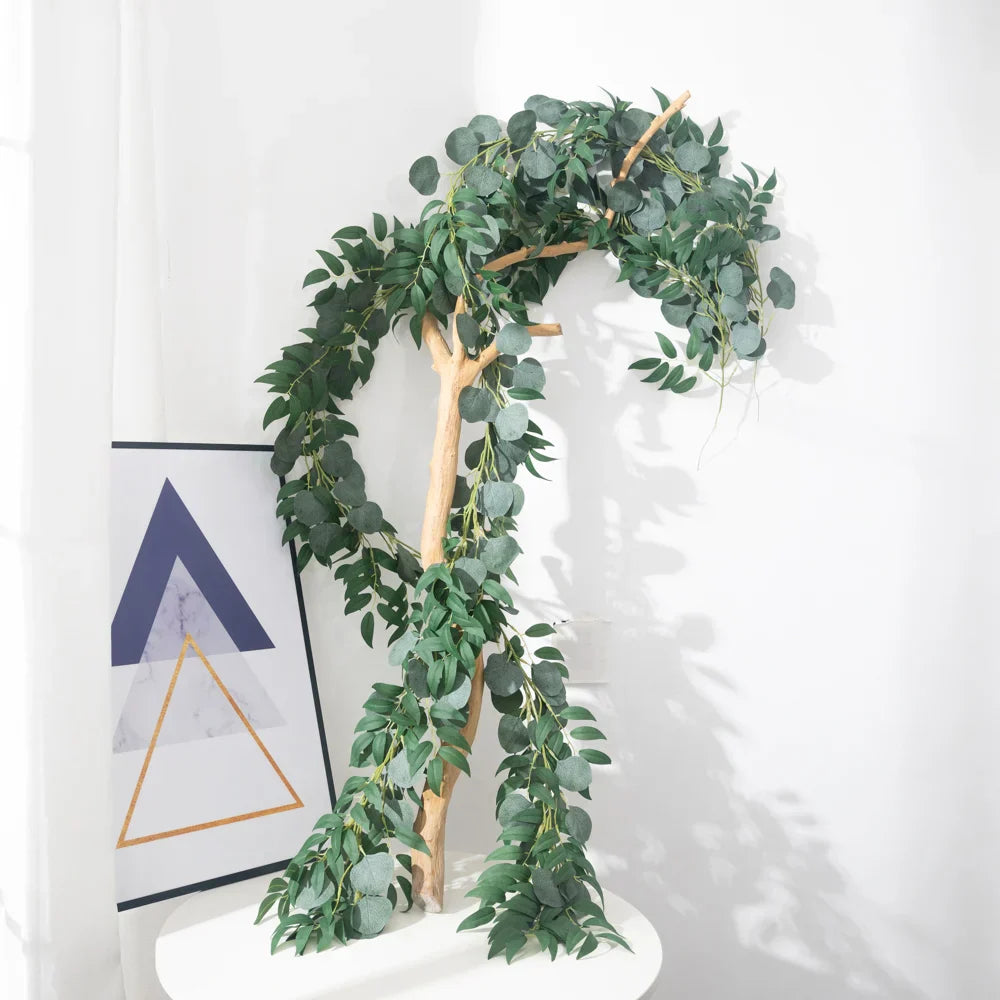 Dlight Decor 200cm Eucalyptus Vine with Silk Willow Leaves for Wall Hanging Dlight Decor