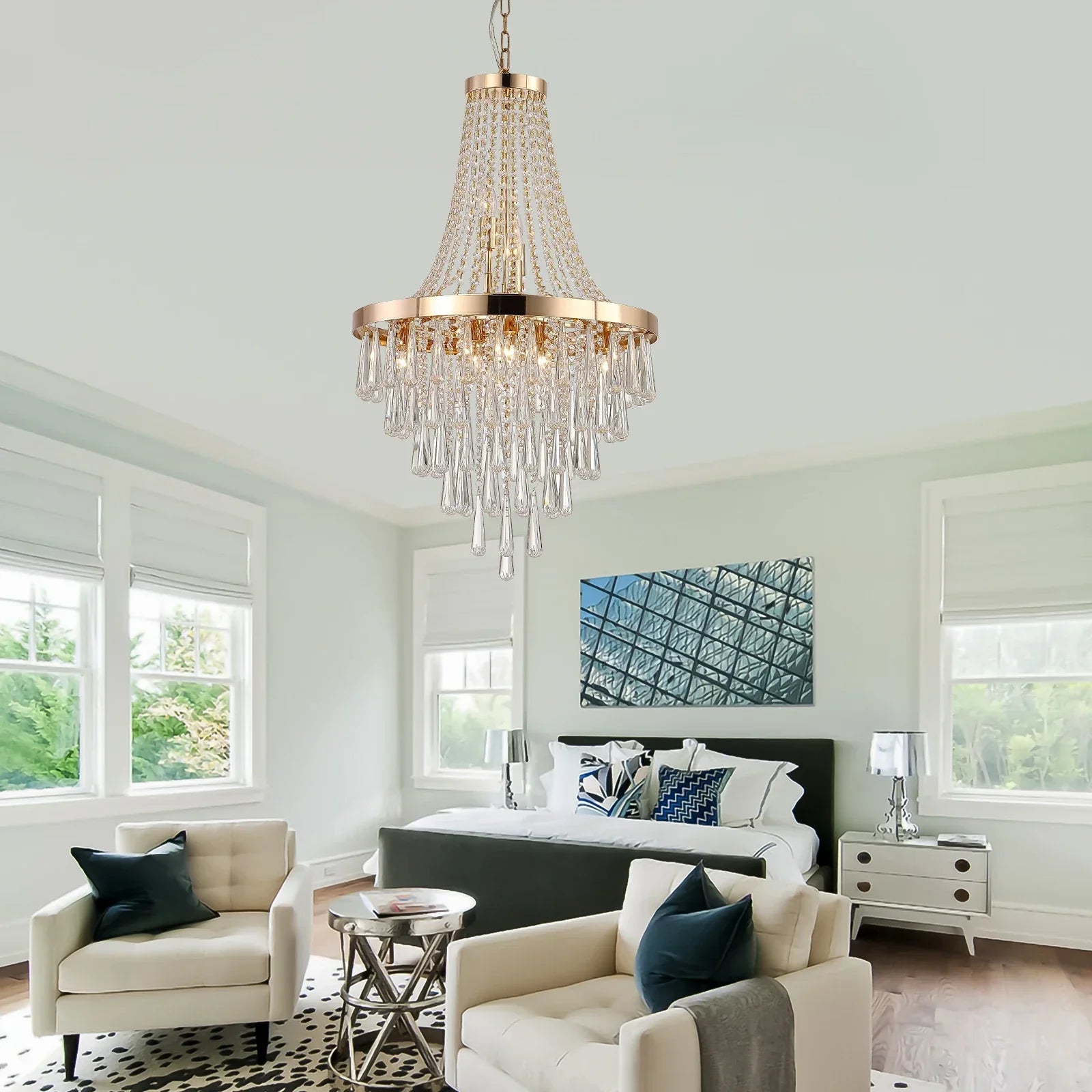 Arabelle 19.7-Inch Gold & Chrome Crystal Chandelier Dlight Decor
