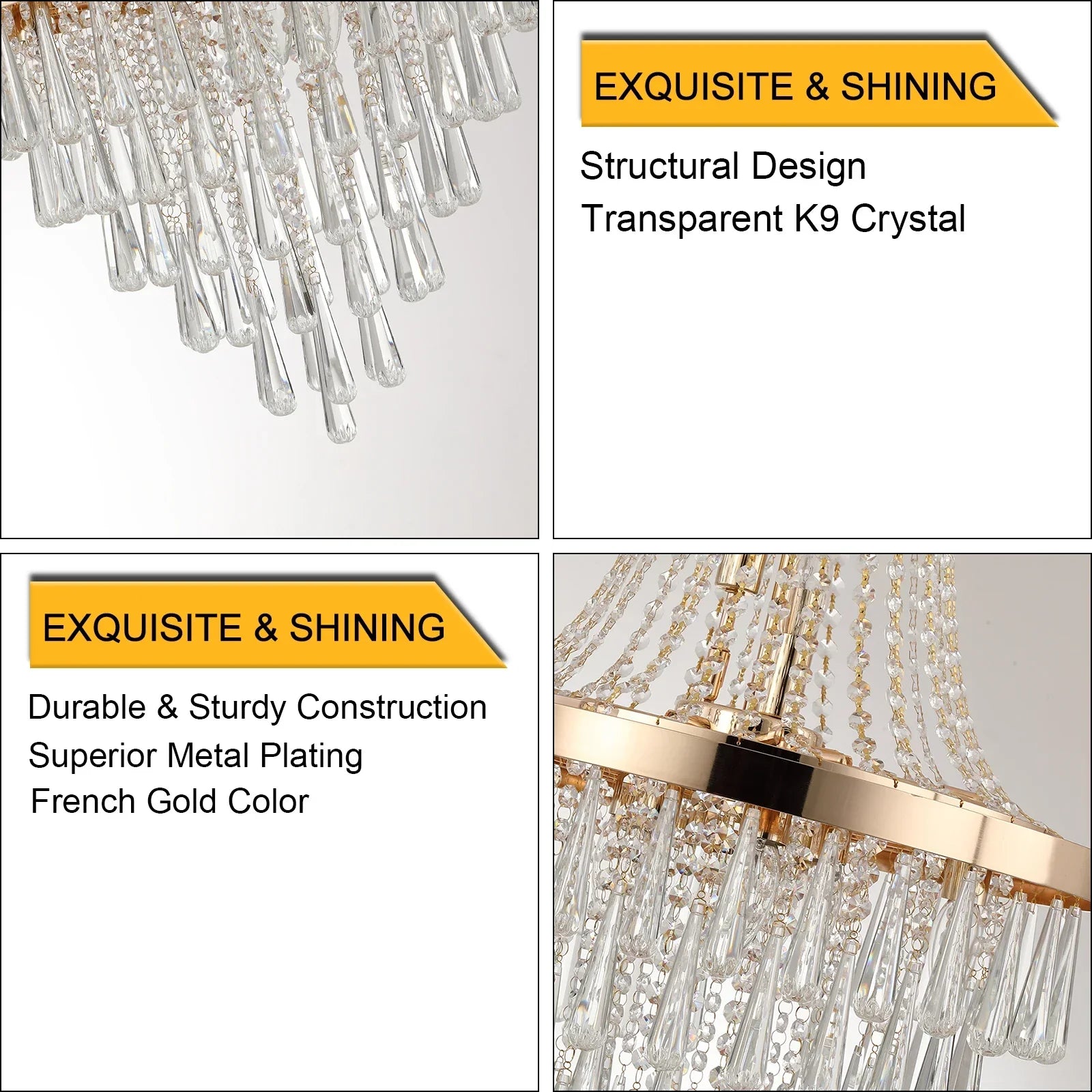 Arabelle 19.7-Inch Gold & Chrome Crystal Chandelier Dlight Decor