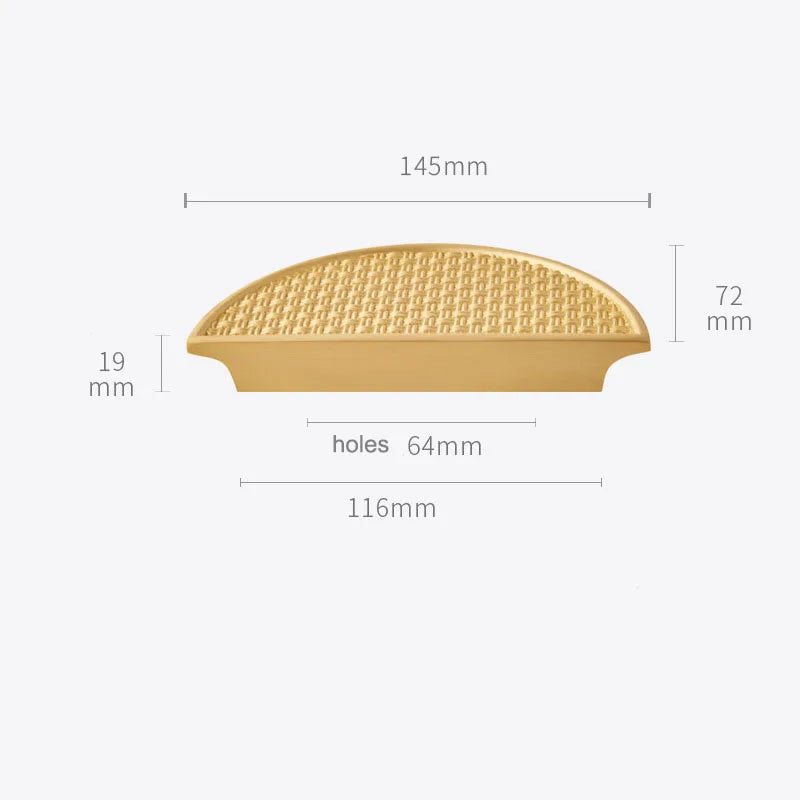 Gold Round Brass Cabinet Handles – Textured Braided Pattern Pulls for Wardrobes, Bookcases, and Wine Cabinets Dlight Decor