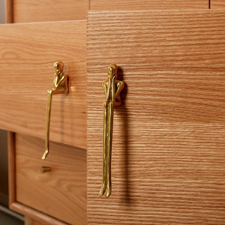 Nordic Brass Humanoid Cabinet Handle – Modern Luxury Drawer Pulls for Wardrobes and Cabinets (Single Hole) Dlight Decor