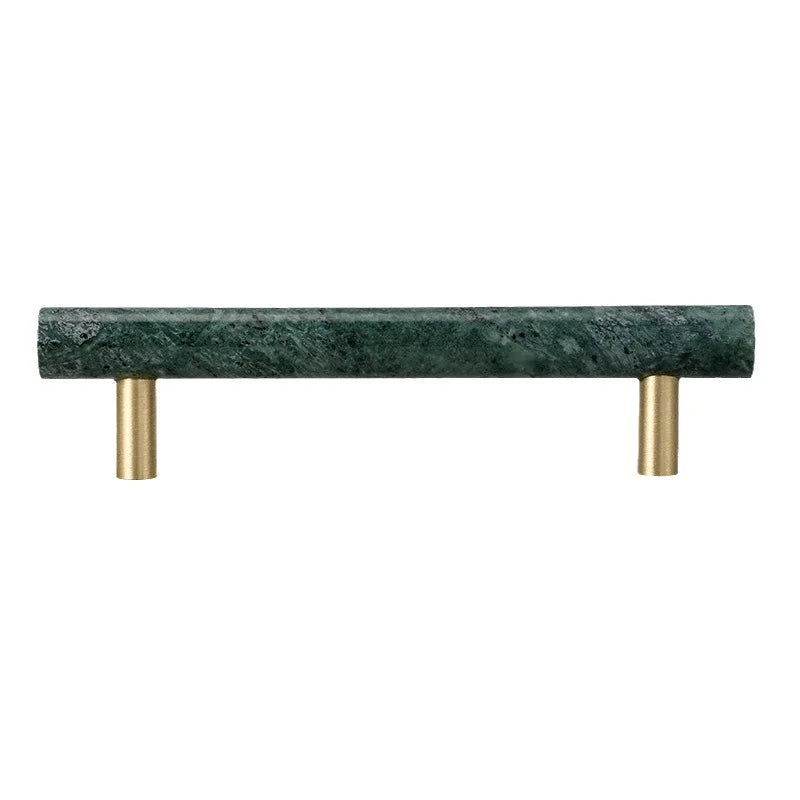 Green and White Marble Cabinet Handle – Luxury Natural Stone Drawer Pulls with Brass Base (50mm-200mm) Dlight Decor