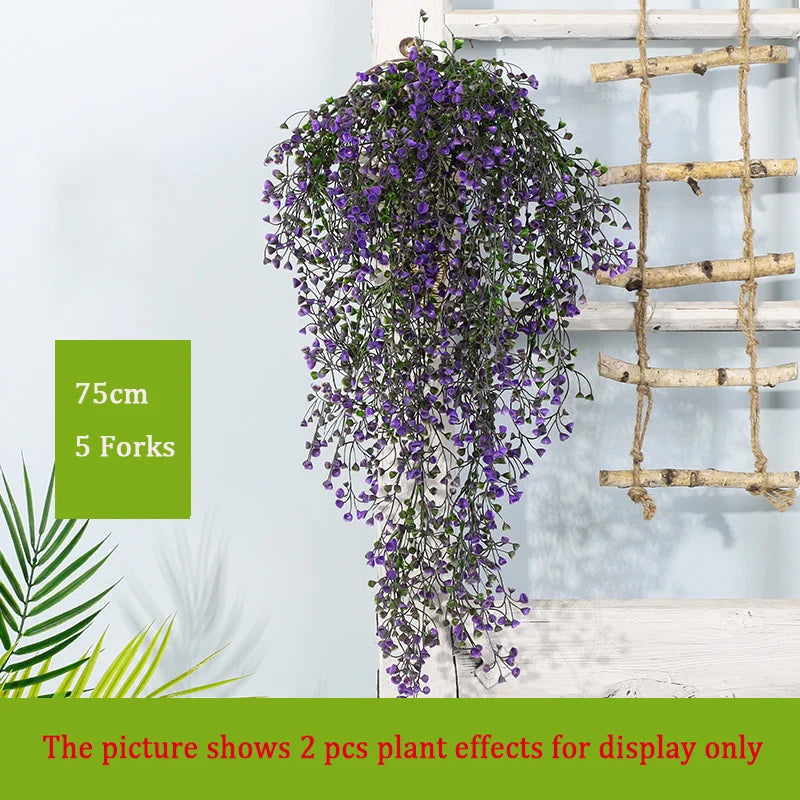 Dlight Decor 75cm Hanging Golden Bell Willow Vine with 5 Forks for Wall and Garden Decor Dlight Decor