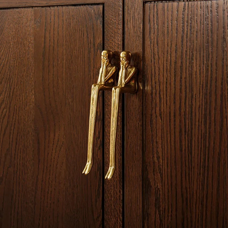 Nordic Brass Humanoid Cabinet Handle – Modern Luxury Drawer Pulls for Wardrobes and Cabinets (Single Hole) Dlight Decor