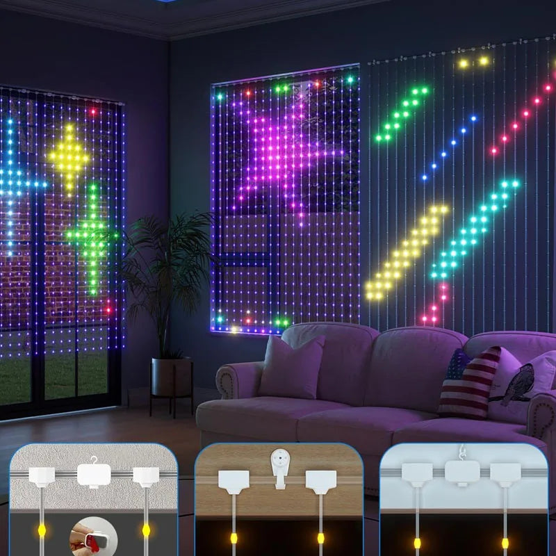 APP Controlled 16 Million Colors RGB LED Curtain Lights Holiday Party Decoration Dlight Decor