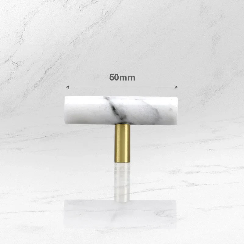 Green and White Marble Cabinet Handle – Luxury Natural Stone Drawer Pulls with Brass Base (50mm-200mm) Dlight Decor
