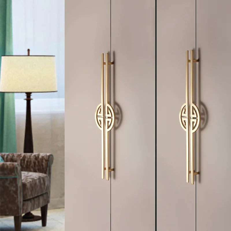 New Chinese-Style Zinc Alloy Cabinet Handles – Elegant Gold Pulls for Wardrobes, Drawers, and Cupboards Dlight Decor