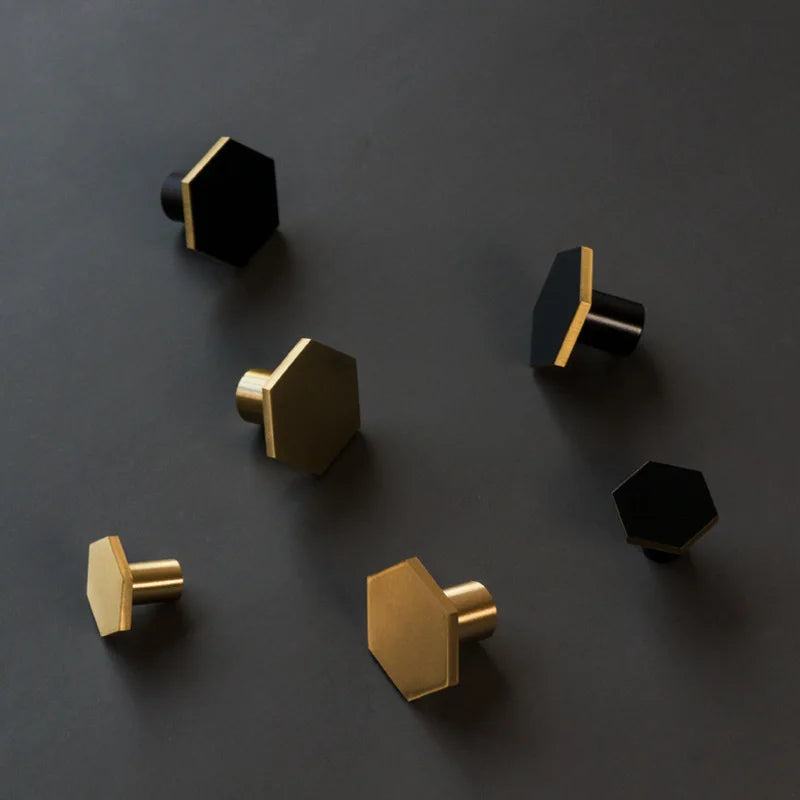 1 Piece - Mini Hexagon Gold Drawer Knob – Luxury Zinc Alloy Single Hole Handle for Cabinets and Doors Dlight Decor