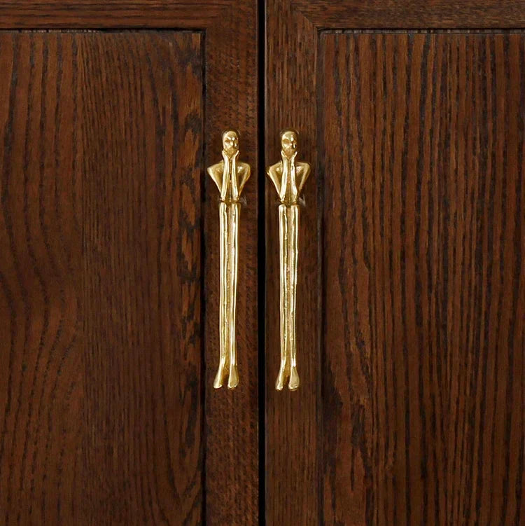 Nordic Brass Humanoid Cabinet Handle – Modern Luxury Drawer Pulls for Wardrobes and Cabinets (Single Hole) Dlight Decor