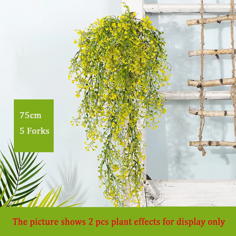 Dlight Decor 75cm Hanging Golden Bell Willow Vine with 5 Forks for Wall and Garden Decor Dlight Decor