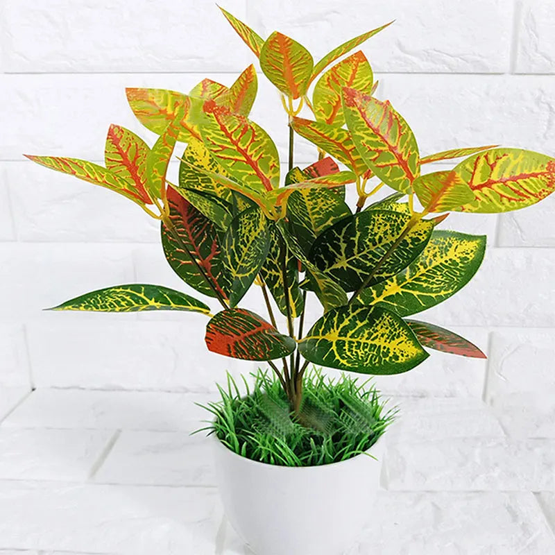Dlight Decor 33cm Tropical Plant with Codiaeum and Scindapsus Leaves Dlight Decor