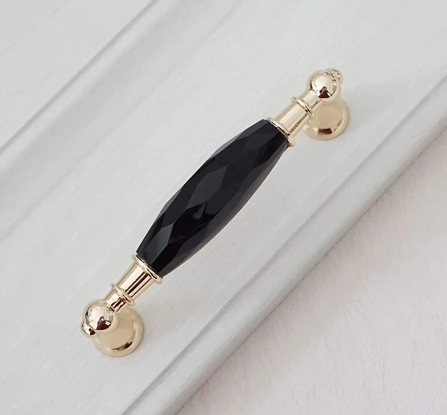Modern Crystal Glass Drawer Handles – Gold and Black Cabinet Pulls for Dressers and Cupboards (96mm/128mm) Dlight Decor