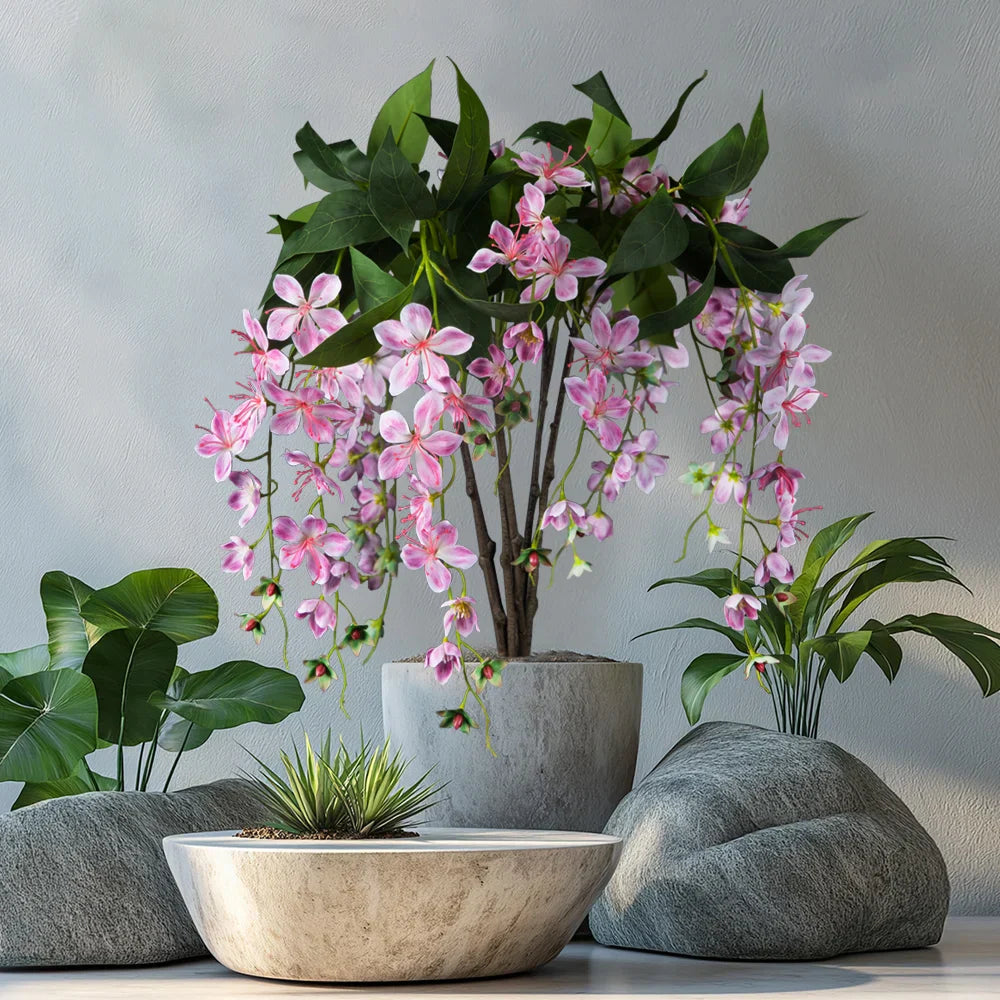 Dlight Decor 95cm Hanging Jasmine Bouquet with Tropical Begonia Flowers Dlight Decor