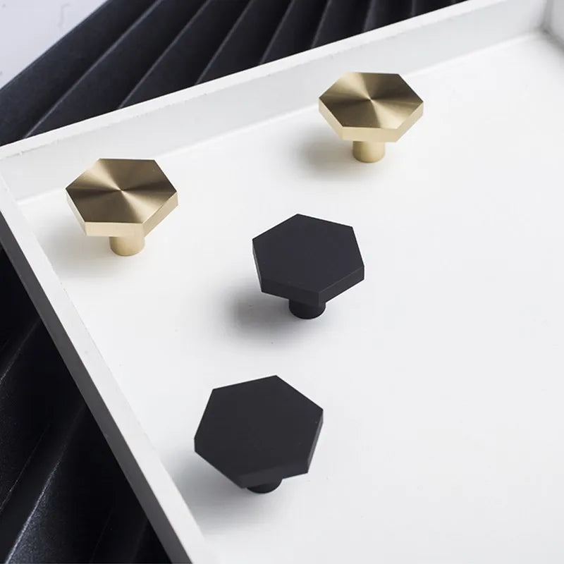 1 Piece - Mini Hexagon Gold Drawer Knob – Luxury Zinc Alloy Single Hole Handle for Cabinets and Doors Dlight Decor