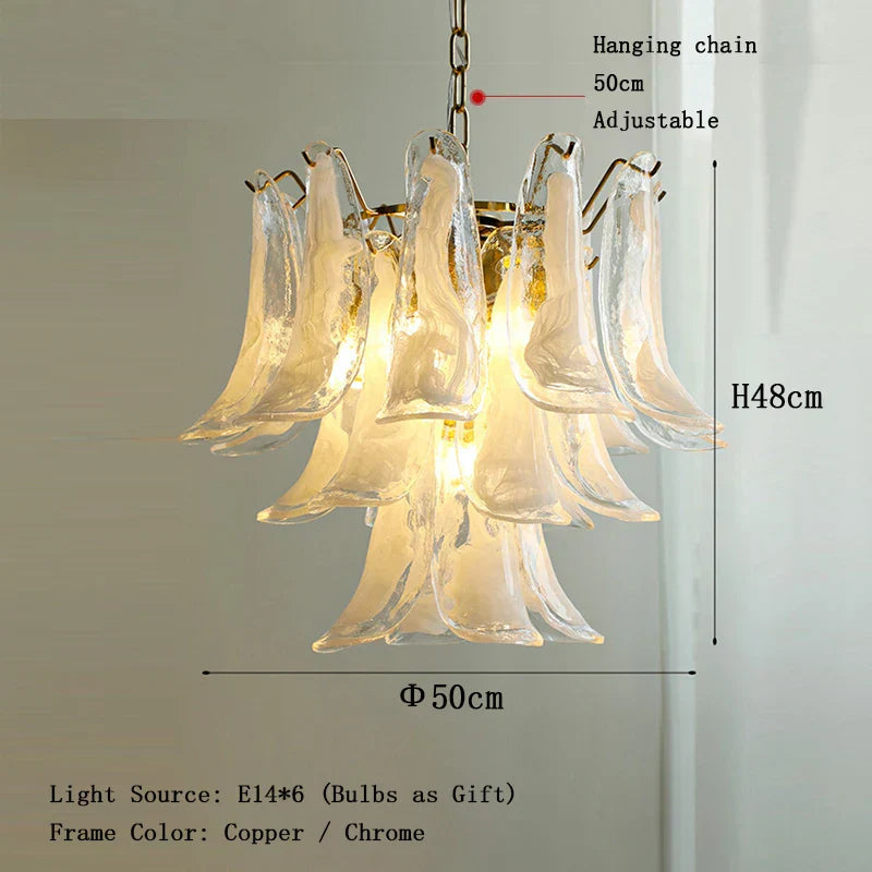 Elara White Petal Glass LED Chandelier for Staircase & Villa Décor Dlight Decor