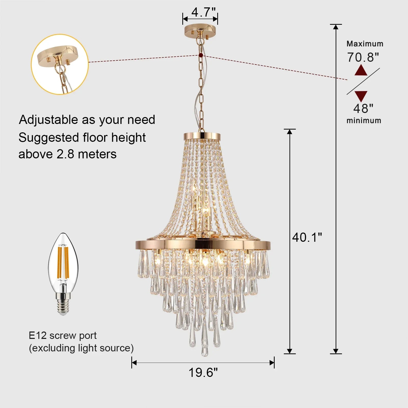 Arabelle 19.7-Inch Gold & Chrome Crystal Chandelier Dlight Decor