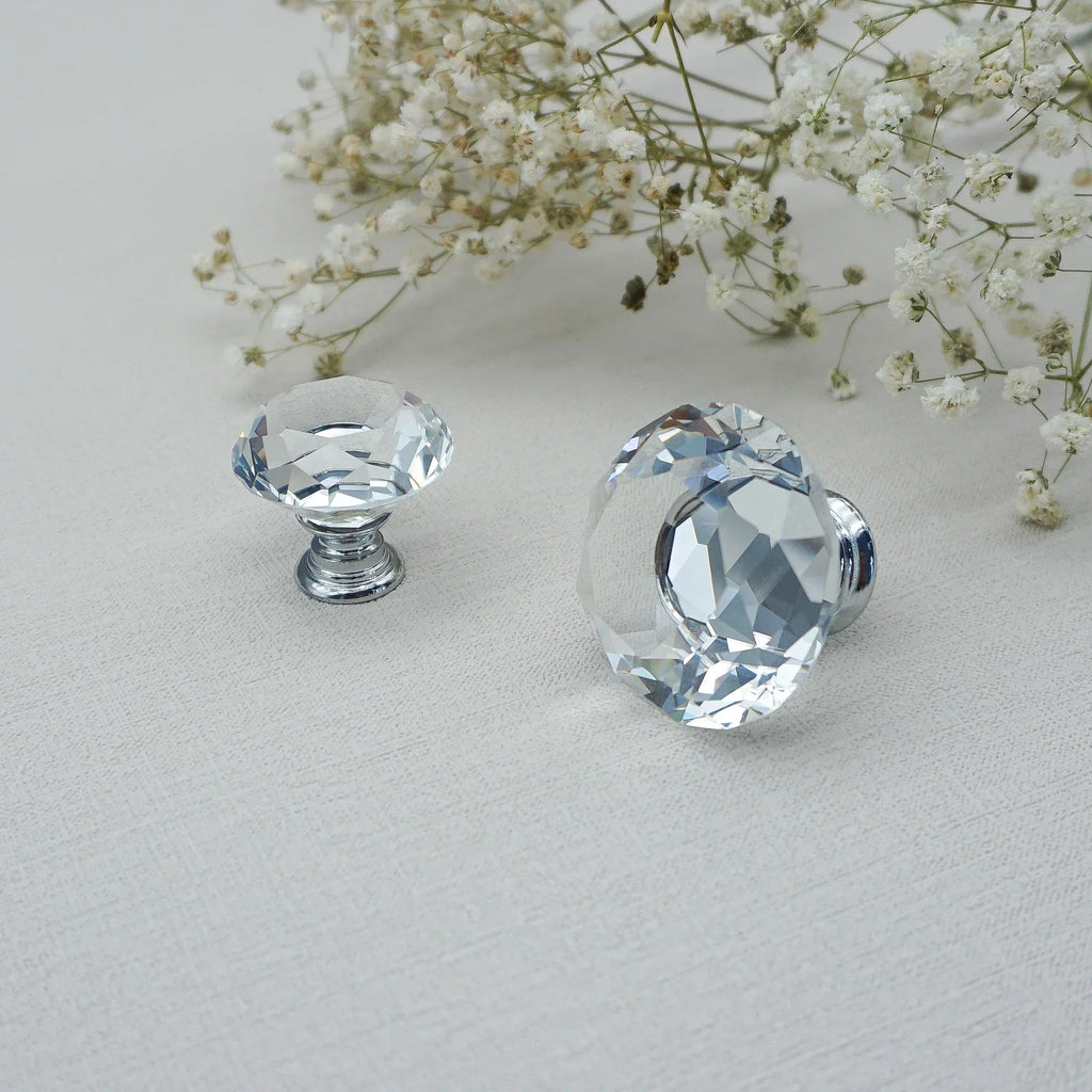 Luxury Gold Chrome Cabinet Handles – Modern Zinc Alloy and Crystal Glass Drawer Knobs for Wardrobes and Dressers Dlight Decor