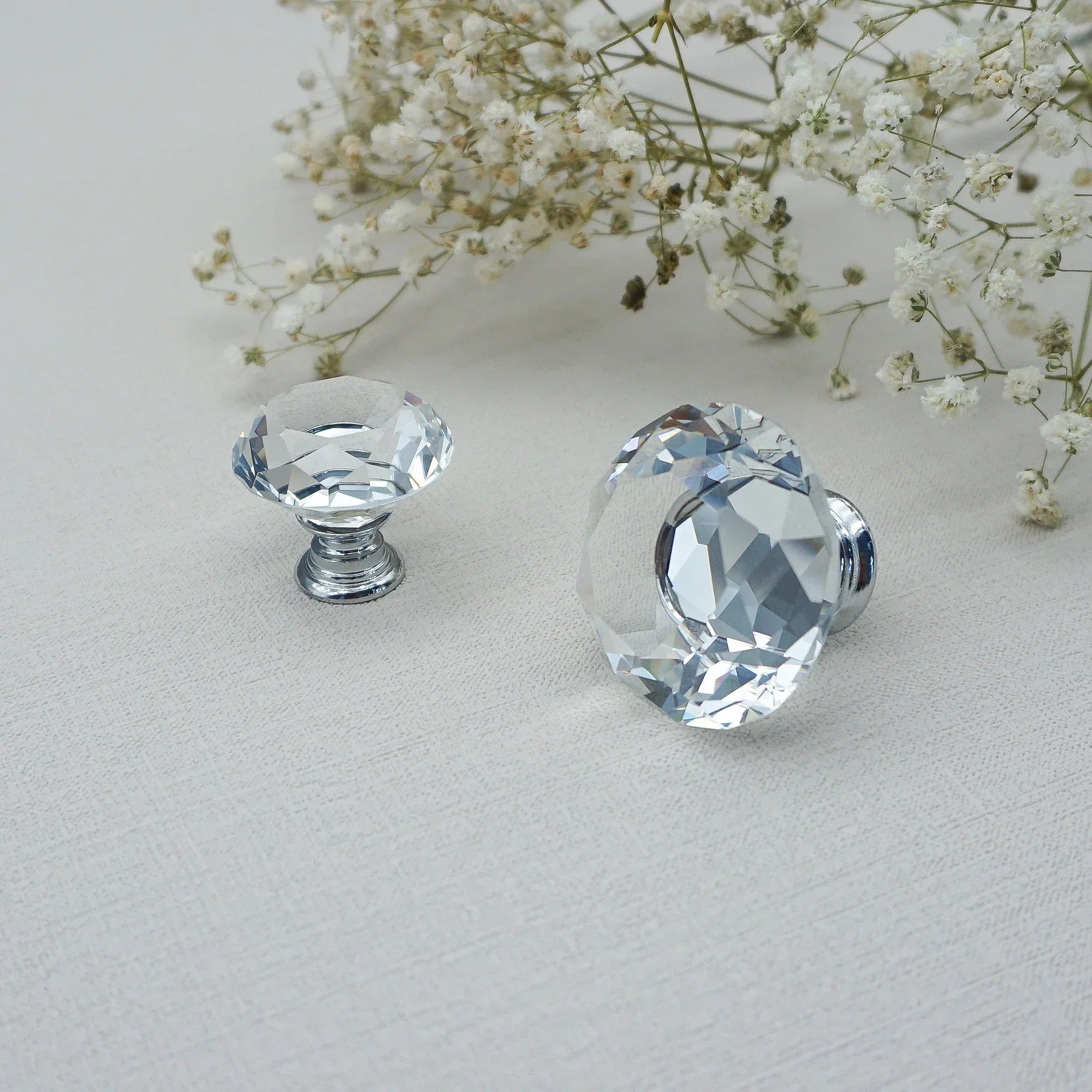 Luxury Gold Chrome Cabinet Handles – Modern Zinc Alloy and Crystal Glass Drawer Knobs for Wardrobes and Dressers Dlight Decor