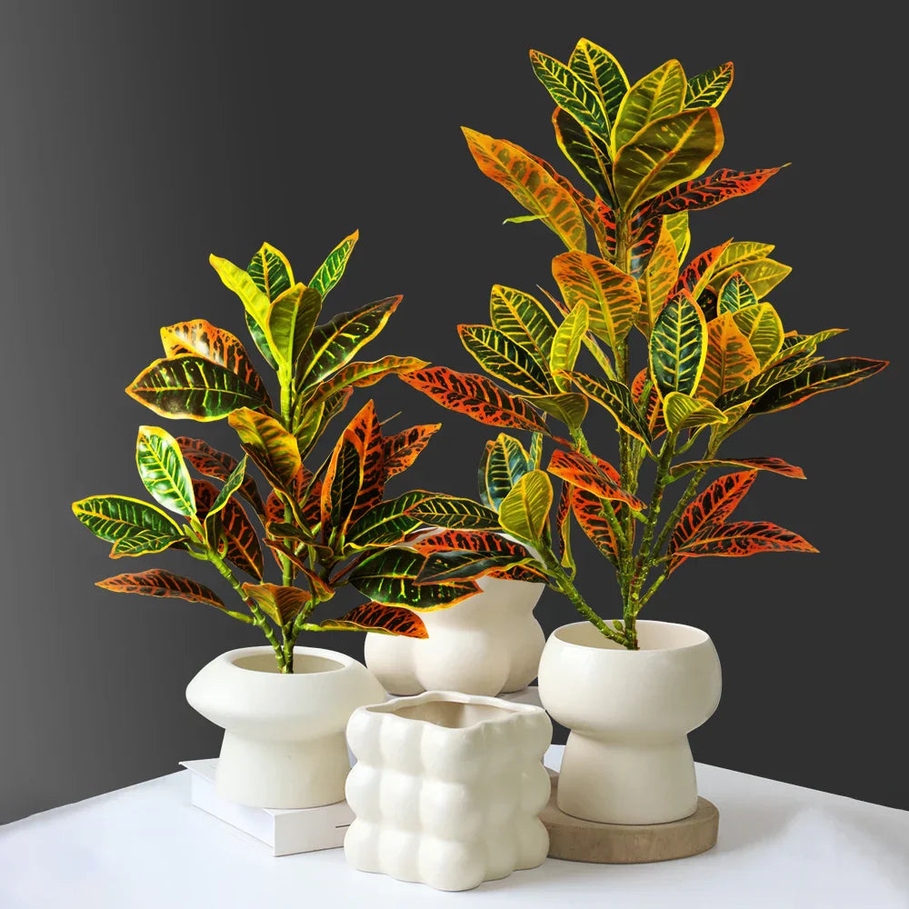 Dlight Decor 41cm Banyan Ficus Palm Branch with Codiaeum Leaves Dlight Decor