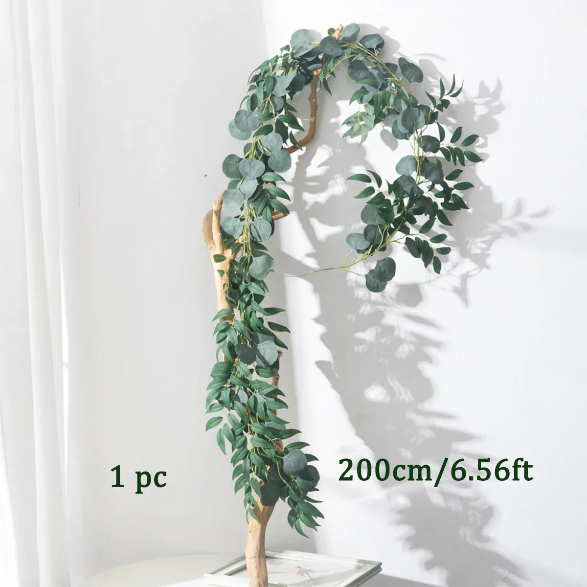 Dlight Decor 200cm Eucalyptus Vine with Silk Willow Leaves for Wall Hanging Dlight Decor