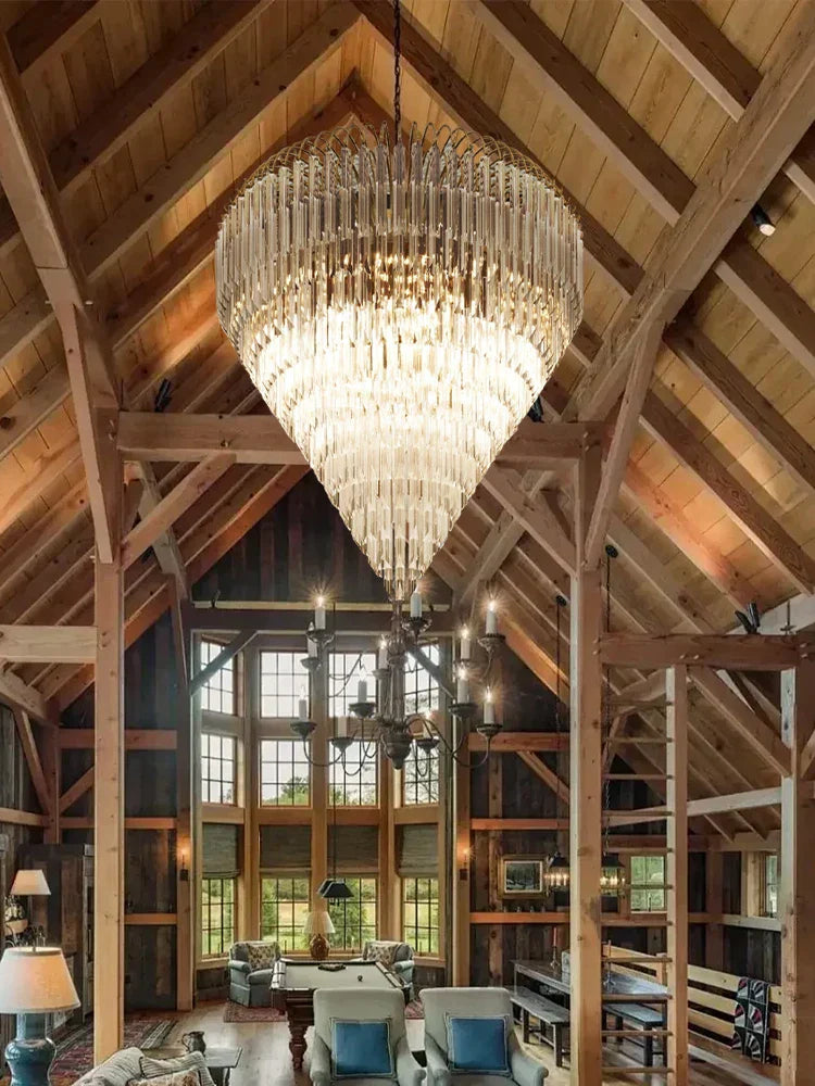 Gianna Italian Crystal Glass Pendant Chandelier – Classic Hanging Light for Staircase & High Ceilings Dlight Decor