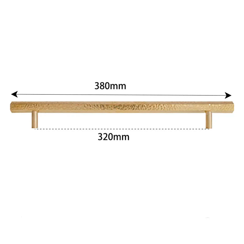 LUX Brass Hammered Hexagonal T-Bar Handles – Long Cabinet and Wardrobe Pulls (600mm/1000mm) Dlight Decor