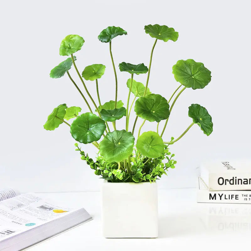 Dlight Decor 37cm Lotus Eucalyptus Leaf Plant with Copper Accents for Home and Office Decor Dlight Decor